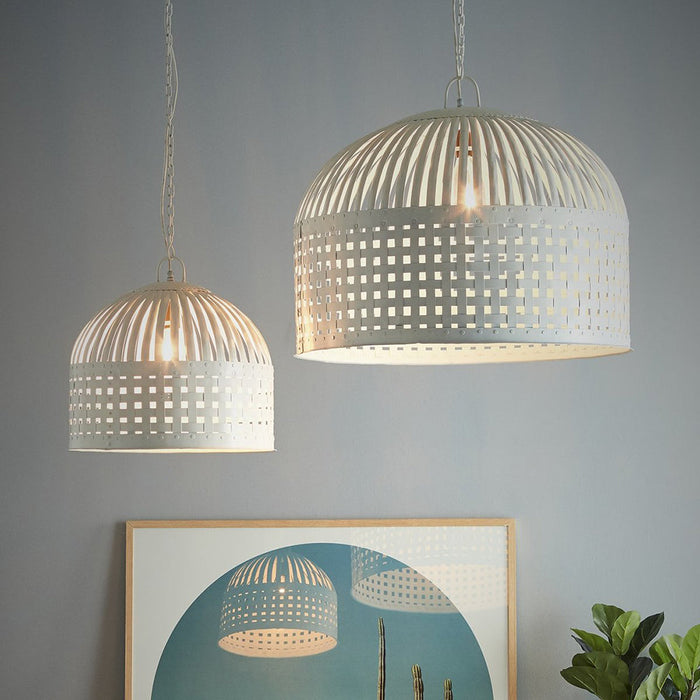Buy Pendant Lights Australia Esch 1 Light Woven Iron Strips Large Pendant White - ZAF10108WH