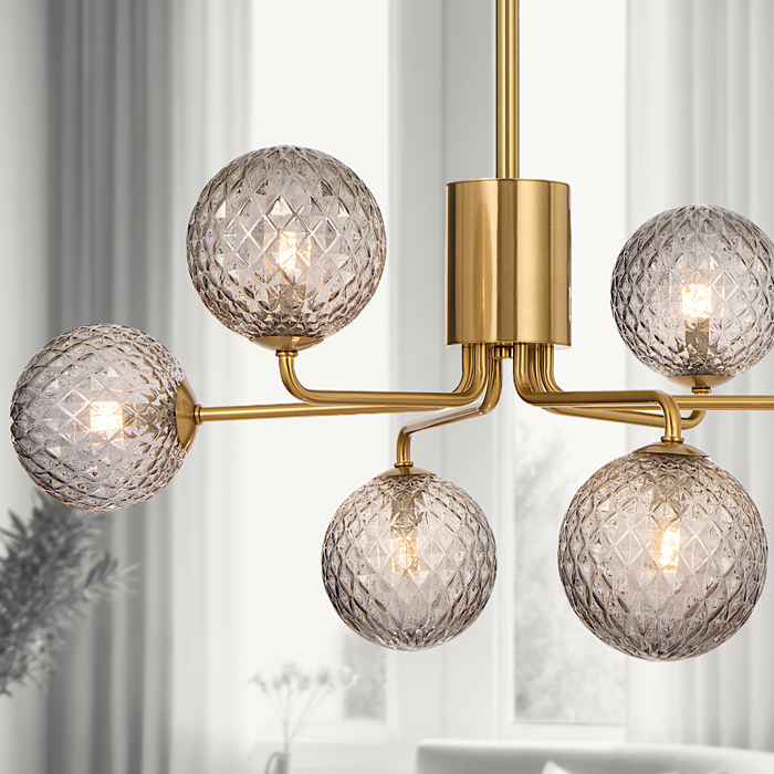 Felton 6 Light Pendant Antique Gold & Smoke Tear - FELTON PE06-AGSMT