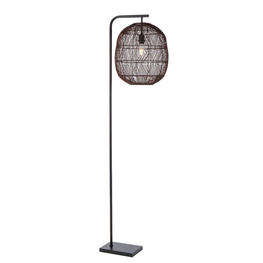 Buy Floor Lamps Australia RANA Floor Lamp W500mm Black Matt Iron / Brown Rattan - RANA FL40BRW