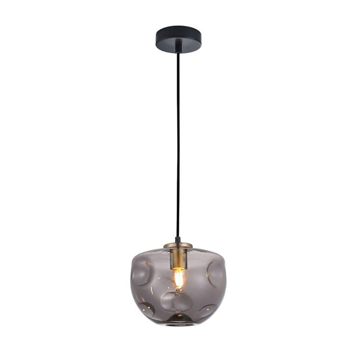 Buy Pendant Lights Australia Interior Dimpled Smoked Flat Top Dome Glass Shape 1 Light Pendant - FOSSETTE3