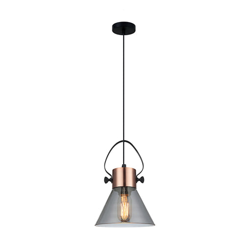 Buy Pendant Lights Australia Fumoso 1 Light Pendant Copper Plate With Smoke Cone Shape Glass - FUMOSO1