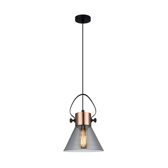 Buy Pendant Lights Australia Fumoso 1 Light Pendant Copper Plate With Smoke Cone Shape Glass - FUMOSO1