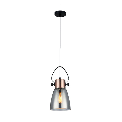 Buy Pendant Lights Australia Fumoso 1 Light Pendant Copper Plate With Smoke Ellipse Shape Glass - FUMOSO2