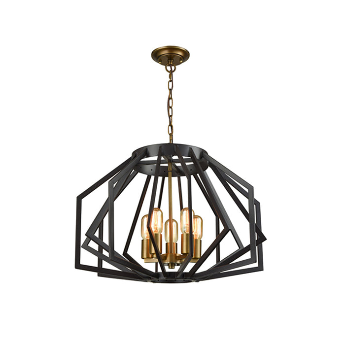 Buy Pendant Lights Australia Gamba 5 Light Oiled Bronze Wide Cage Pendant - GAMBA1