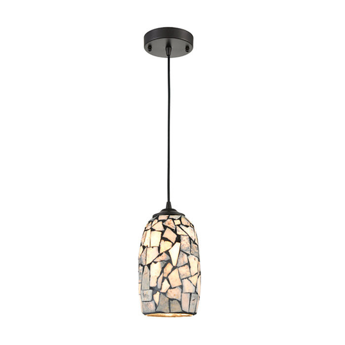 Buy Pendant Lights Australia GLAZE Ellipse Hand Blown Glass 1 Light Pendant Dark Stone Mosaic - GLAZE10