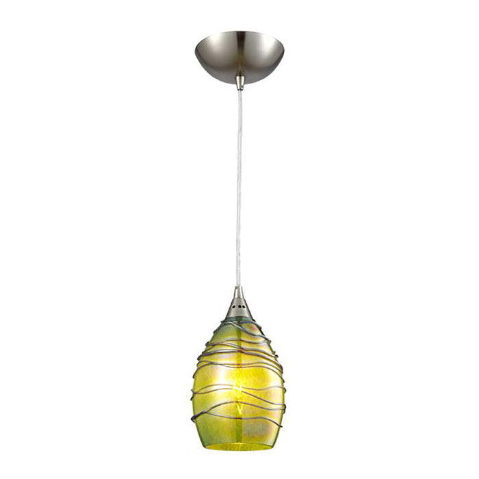 Buy Pendant Lights Australia GLAZE Ellipse Hand Blown Twist Glass 1 Light Pendant Olive Green - GLAZE8