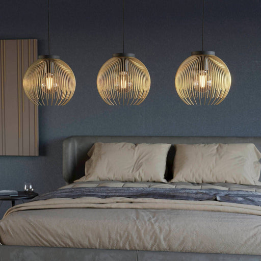 Buy Pendant Lights Australia VENEZUELA Pendant 3 Lights Black / Gold Steel - 900167N