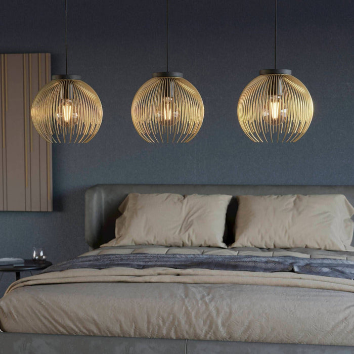 Buy Pendant Lights Australia VENEZUELA Pendant 3 Lights Black / Gold Steel - 900167N