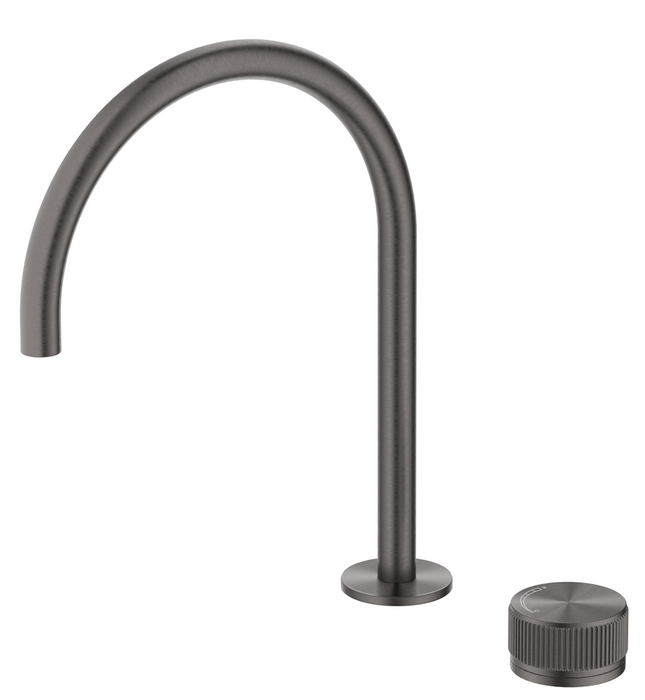 Mica Fluted Gooseneck Hob Sink/Basin Mixer Set Gunmetal - HSK-6-NR-GM