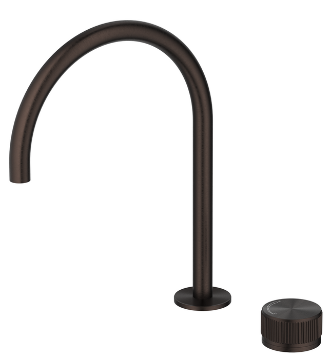 Mica Fluted Gooseneck Hob Sink/Basin Mixer Set Dusk Bronze - HSK-6-NR-DB