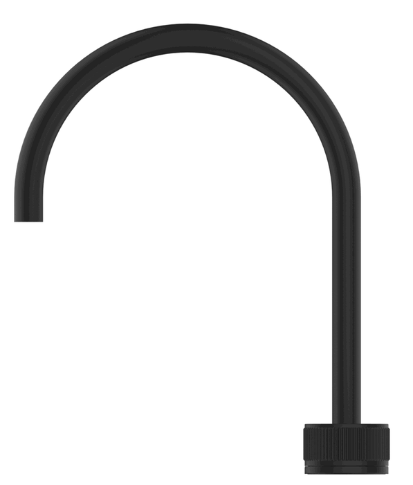 Mica Fluted Gooseneck Hob Sink/Basin Mixer Set Black - HSK-6-NR-BLK