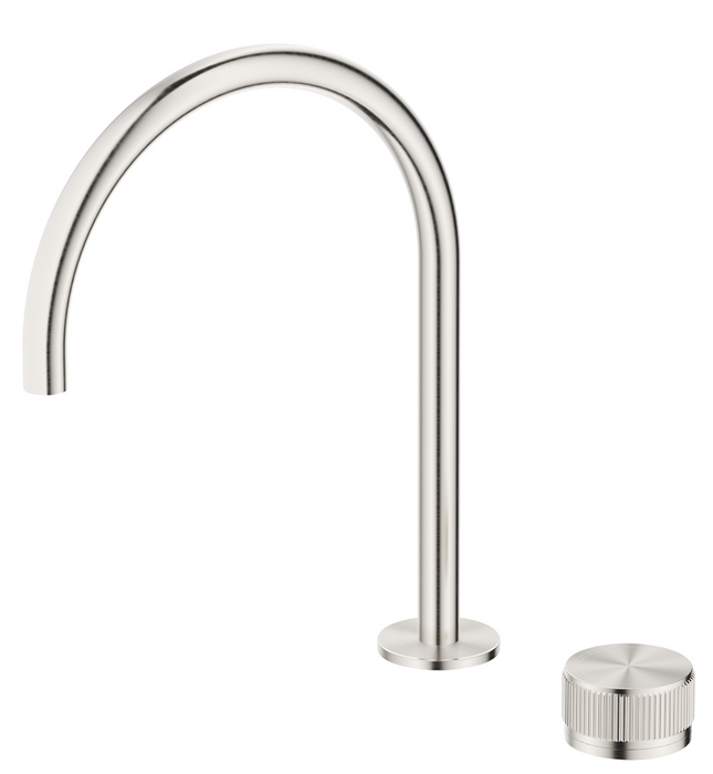 Mica Fluted Gooseneck Hob Sink/Basin Mixer Set Brushed Nickel - HSK-6-NR-BN