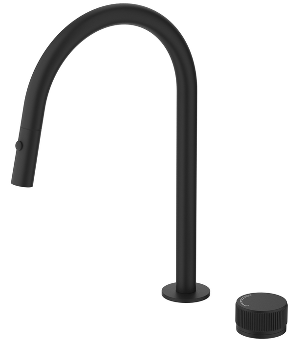 Mica Fluted Pull-Out Hob Mixer Set Black - HSK-6-NR-PO-BLK