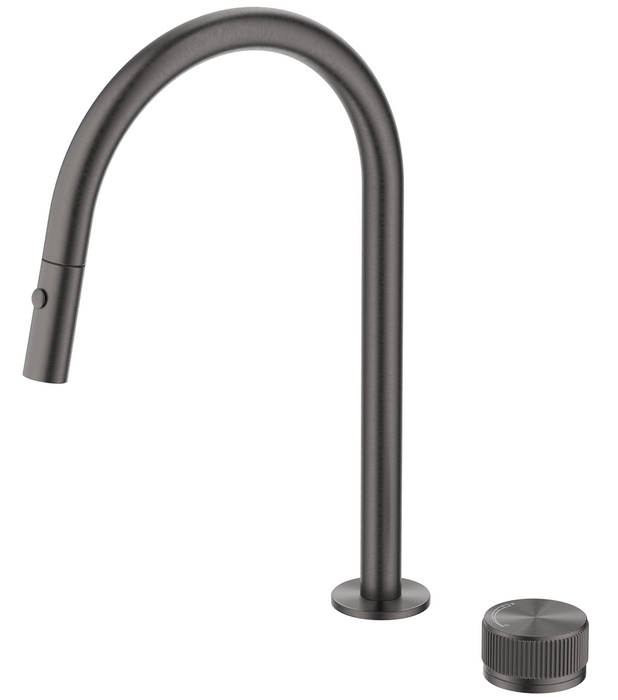 Mica Fluted Pull-Out Hob Mixer Set Gunmetal - HSK-6-NR-PO-GM