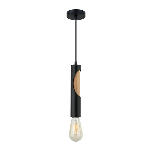Buy Mini Pendants Australia IDA Interior Tube 1 Light Pendant Black With Blonde Wood - IDA1