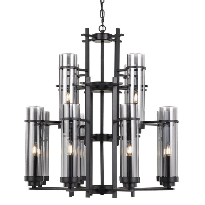 Buy Chandeliers Australia Burgess 12 Light Pendant Black, Smoke - BURGESS PE84-BK