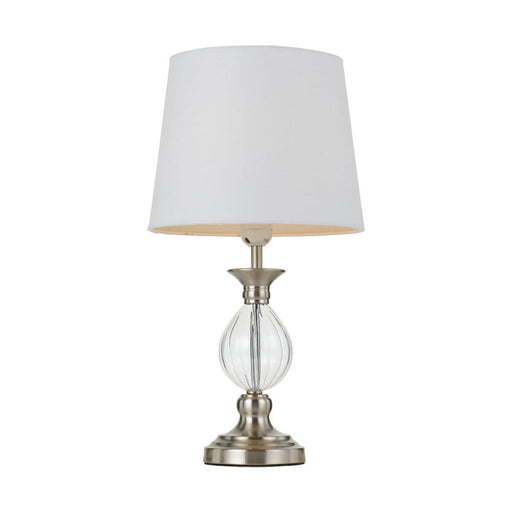 Buy Table Lamps Australia Crest 1 Light Table Lamp Nickle, Clear, White - CREST TL-NK+WH