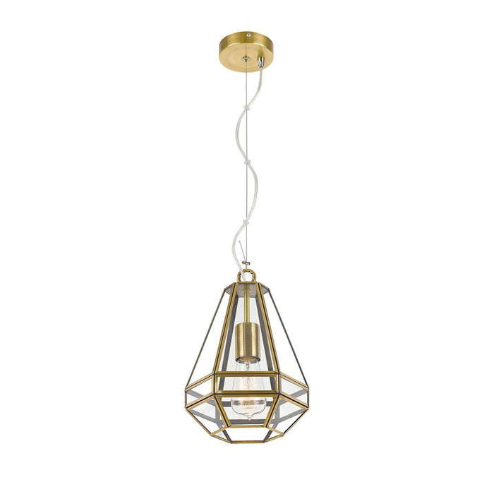 Buy Pendant Lights Australia Espada 1 Light Pendant 200mm Antique Brass & Clear - ESPADA PE20-AB