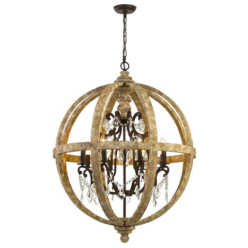 Buy Pendant Lights Australia Florin 8 Light Pendant Wood Iron Clear - FLORIN PE8-WI