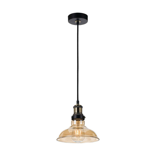 Buy Pendant Lights Australia Hertel 1 Light Pendant 200mm Black & Amber - HERTEL PE20-BKAM