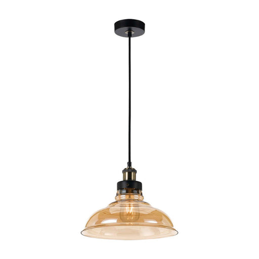 Buy Pendant Lights Australia Hertel 1 Light Pendant 300mm Black & Amber - HERTEL PE30-BKAM