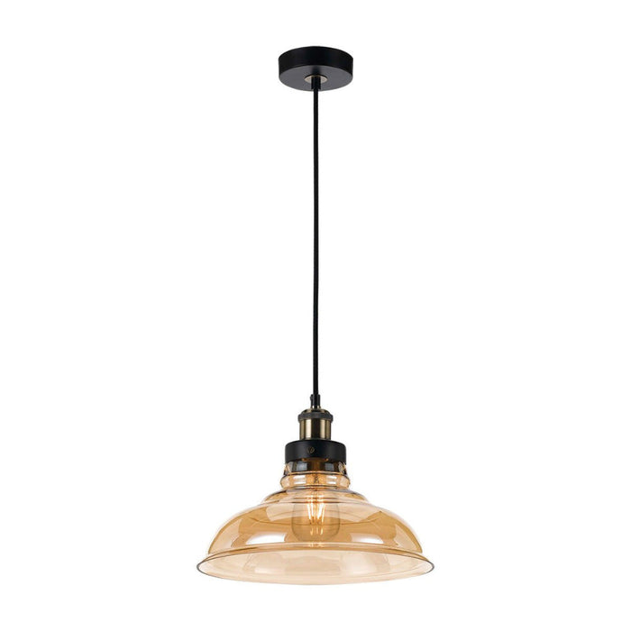 Buy Pendant Lights Australia Hertel 1 Light Pendant 300mm Black & Amber - HERTEL PE30-BKAM