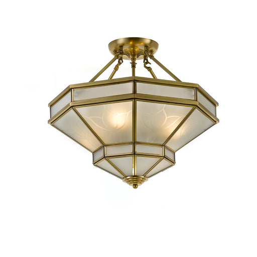 Buy Semi-Flush Mount Lights Australia Howard 4 Light CTC 500mm Antique Brass & Frost - HOWARD CTC50-AB