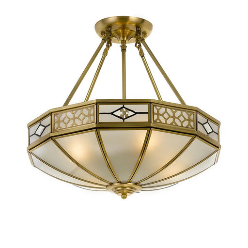 Buy Semi-Flush Mount Lights Australia James 4 Light CTC 500mm Antique Brass & Frost - JAMES CTC55-AB
