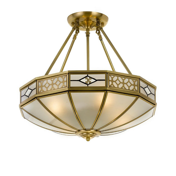 Buy Semi-Flush Mount Lights Australia James 4 Light CTC 500mm Antique Brass & Frost - JAMES CTC55-AB