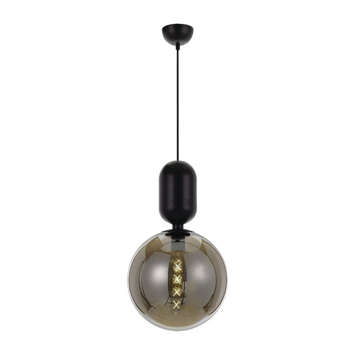 Buy Pendant Lights Australia Kade 1 Light Pendant 200mm Black & Smoke - KADE PE20-BK+SM