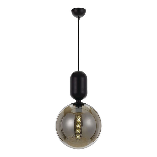 Buy Pendant Lights Australia Kade 1 Light Pendant 300mm Black & Smoke - KADE PE30-BK+SM