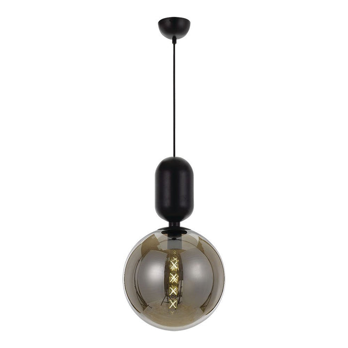 Buy Pendant Lights Australia Kade 1 Light Pendant 300mm Black & Smoke - KADE PE30-BK+SM