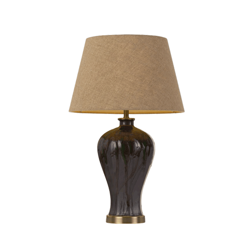 Buy Table Lamps Australia Kathy 1 Light Table Lamp Silver, Glazed Green & Linen - KATHY TL-SL