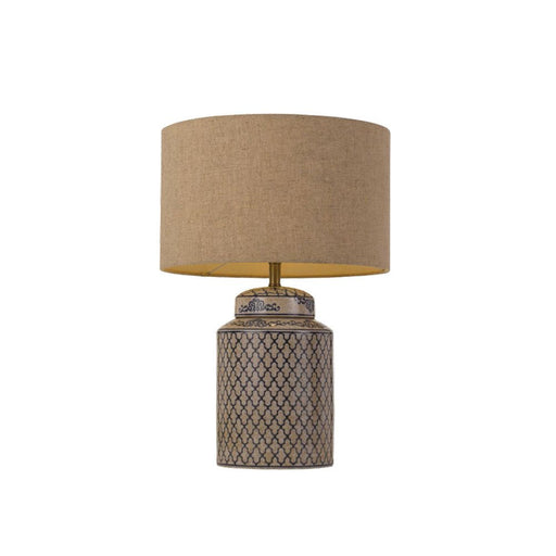 Buy Table Lamps Australia Kaylee 1 Light Table Lamp White, Blue & Linen - KAYLEE TL-WH