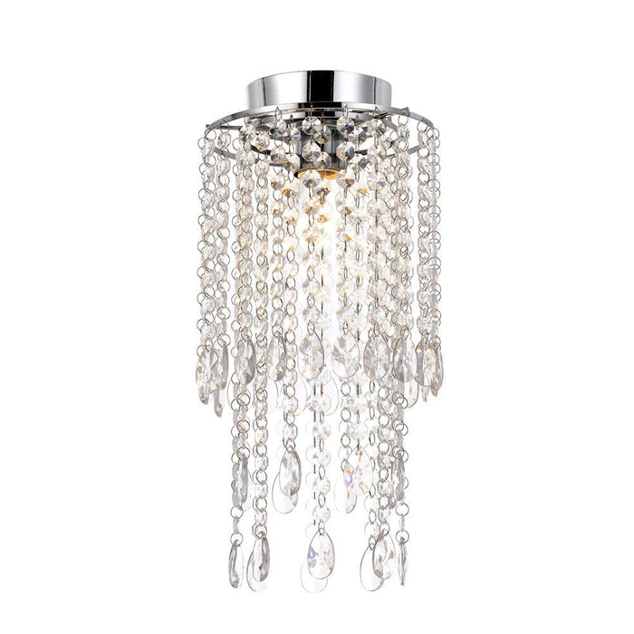 Buy DIY Batten Fix Lights Australia May 1 Light Batten Fix Chrome & Clear Acrylic Beads - MAY BF20-CH