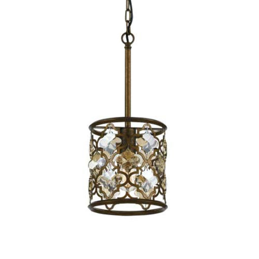 Buy Pendant Lights Australia Mimosa 1 Light Pendant 200mm Mocha & Amber, Clear Crystals - MIMOSA PE20-MC