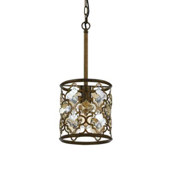 Buy Pendant Lights Australia Mimosa 1 Light Pendant 200mm Mocha & Amber, Clear Crystals - MIMOSA PE20-MC