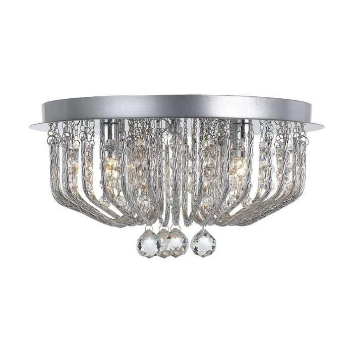 Buy Flush Mount Lights Australia Pintor 5 Light Ceiling 350mm Chrome & Clear Crystal Beads - PINTOR CTC5-CH