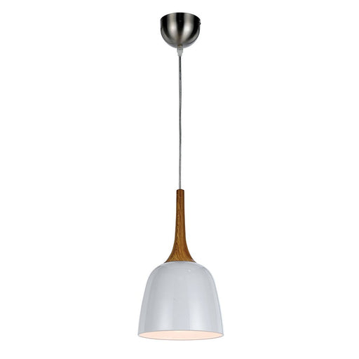 Buy Pendant Lights Australia Polk 1 Light Pendant 200mm Oak & White - POLK PE20-OK+WH