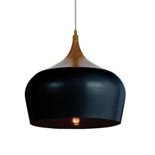Buy Pendant Lights Australia Polk 1 Light Pendant 300mm Oak & Black - POLK PE30-OK+BK