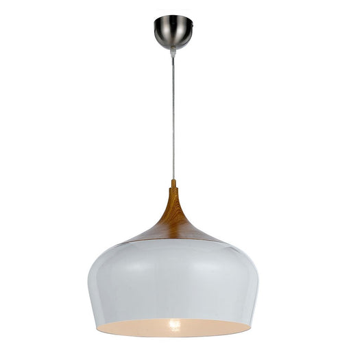 Buy Pendant Lights Australia Polk 1 Light Pendant 300mm Oak & White - POLK PE30-OK+WH