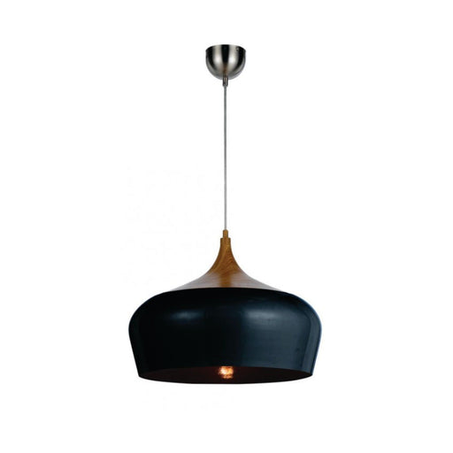 Buy Pendant Lights Australia Polk 1 Light Pendant 460mm Oak & Black - POLK PE46-OK+BK