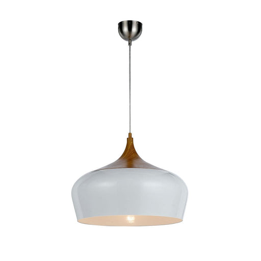 Buy Pendant Lights Australia Polk 1 Light Pendant 460mm Oak & White - POLK PE46-OK+WH