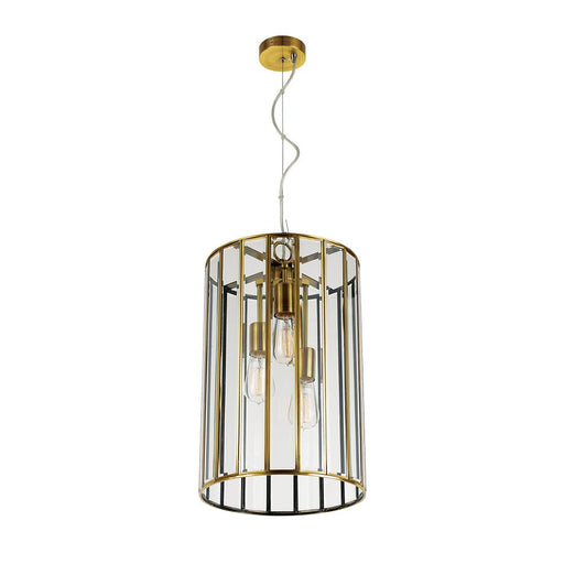 Buy Pendant Lights Australia Pratt 3 Light Pendant 300mm Antique Brass & Clear - PRATT PE30-AB