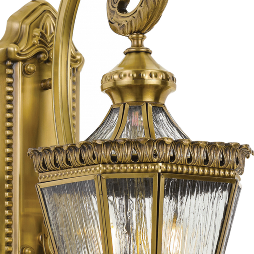 Buy Exterior Wall Lights Australia Scroll 2 Light Wall Light IP44 Antique Brass & Clear - SCROLL EX25-BRS