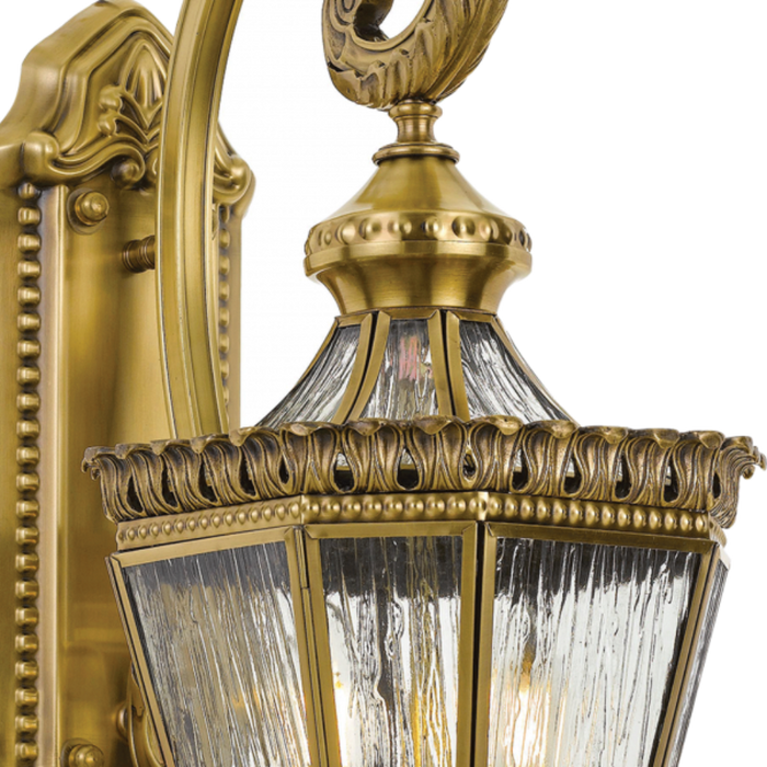 Buy Exterior Wall Lights Australia Scroll 2 Light Wall Light IP44 Antique Brass & Clear - SCROLL EX25-BRS