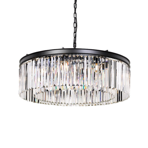 Buy Pendant Lights Australia Serene 8 Light Pendant 800mm Antique Black & Crystals - SERENE PE08-BK