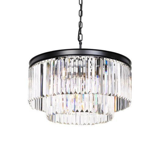 Buy Pendant Lights Australia Serene 9 Light Pendant 600mm Antique Black & Crystals - SERENE PE09-BK