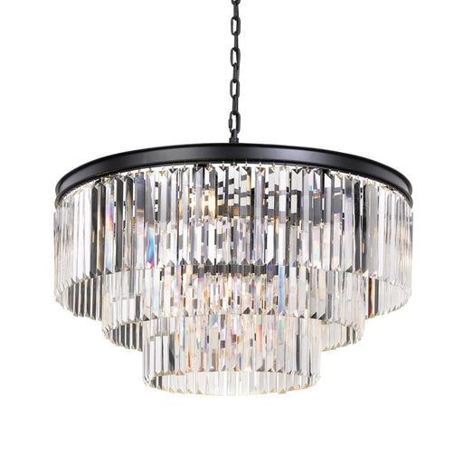 Buy Pendant Lights Australia Serene 16 Light Pendant 800mm Antique Black & Crystals - SERENE PE16-BK