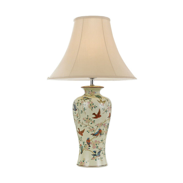 Buy Table Lamps Australia Shibo 1 Light Table Lamp 400mm Bird, Floral & Cream - SHIBO TL-FLW+CR